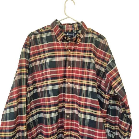 Ralph Lauren Men's Navy, Red, Green, Yellow & White Cotton Plaid Button Down 199 - Picture 2 of 11